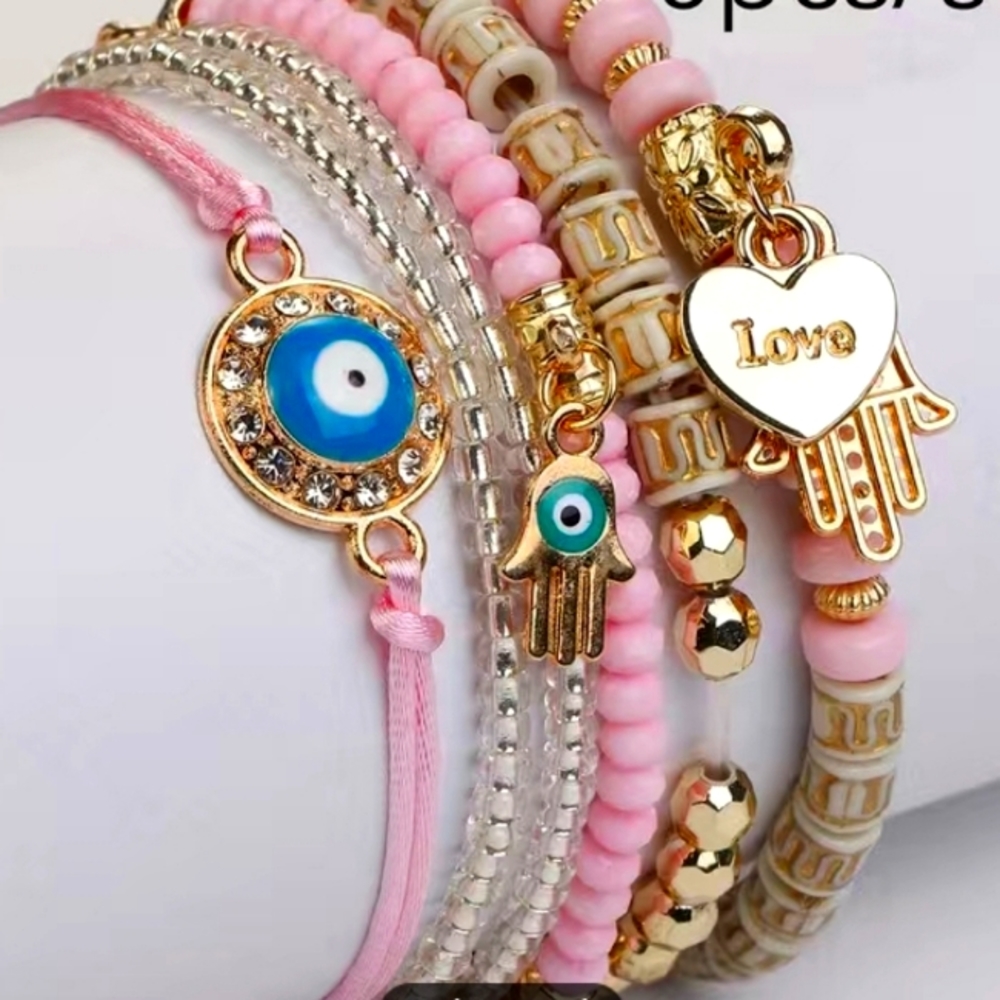 6pcs Multilayer Boho Beaded Bracelet Handmade Braided Adjustable Jewelry Set